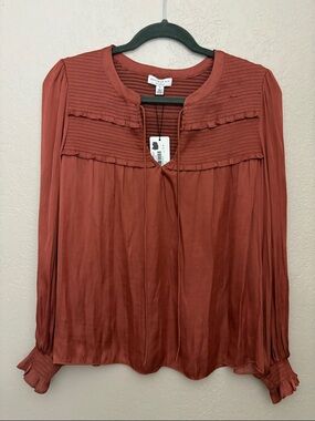 Current Air rust orange poly silk blouse size Small